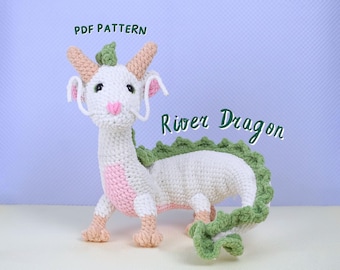River Dragon Crochet Pattern, Amigurumi Crochet Pattern, Dragon Crochet Pattern, Stuffed Animal Crochet Pattern, PDF Crochet Pattern