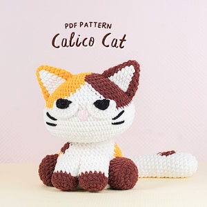 Calico Cat Häkelanleitung, Amigurumi Häkelanleitung, Süßes Plüschtier häkeln, Katze PDF Anleitung