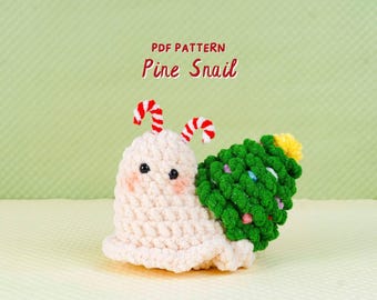 Schema all'uncinetto per lumaca di pino, schema amigurumi per lumaca di Natale, tutorial all'uncinetto per decorazioni natalizie, schema amigurumi per lumaca, schema PDF