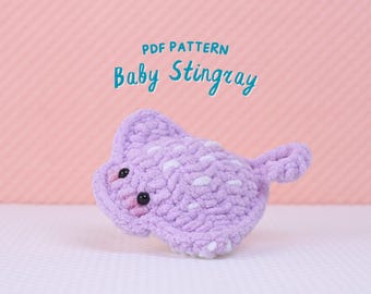 Baby Stingray No Sew Crochet Pattern, Stuffed Sea Animals Crochet Pattern, Amigurumi Crochet Pattern, Ocean Animals Crochet Pattern