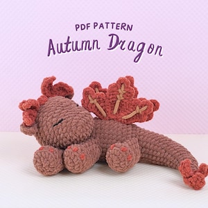 Sleeping Autumn Dragon Crochet Pattern, Amigurumi Crochet Pattern, Amigurumi Crochet Pattern, Dragon Crochet Pattern, PDF Crochet Pattern