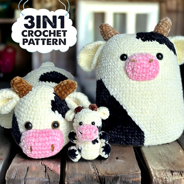 Patrones De Ganchillo De Vaca, Patrones De Ganchillo Amigurumi De Vaca, Patrón De Ganchillo, Patrón De Ganchillo Amigurumi, Patrón De Ganchillo Mini Vaca