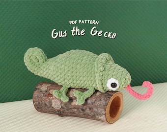 Gus The Gecko Low Sew Crochet Pattern, Amigurumi Crochet Pattern, Stuffed Toy Crochet Pattern,  Low Sew Crochet Pattern, PDF Pattern