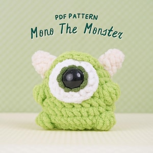 Mono The Monster Crochet Pattern, Amigurumi Crochet Pattern, Stuffed Toy Crochet Pattern, Monster Crochet Patterns