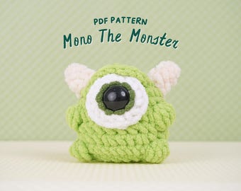 Mono The Monster Crochet Pattern, Amigurumi Crochet Pattern, Stuffed Toy Crochet Pattern, Monster Crochet Patterns