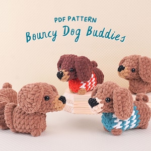 Bouncy Dog Buddies Crochet Patterns Bundle, Stuffed Animal Crochet Patterns, Amigurumi Crochet Patterns, Dog Amigurumi Crochet Patterns