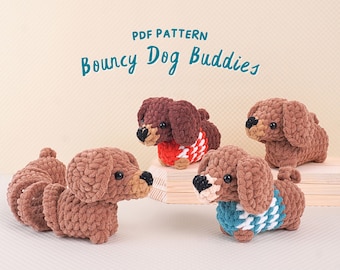 Bouncy Dog Buddies Crochet Patterns Bundle, Stuffed Animal Crochet Patterns, Amigurumi Crochet Patterns, Dog Amigurumi Crochet Patterns