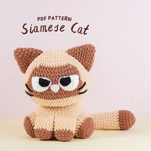 Siamese Cat Crochet Pattern, Amigurumi Crochet Pattern, Cute Stuffed Cat Toy Pattern, Beginner Cat Plush Crochet, Cat PDF Tutorial