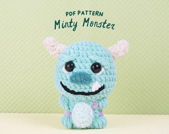 Minty Monster Crochet Pattern, Amigurumi Crochet Pattern, Stuffed Toy Crochet Pattern, Monster Crochet Patterns