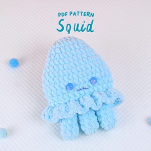 Squid Crochet Pattern, Stuffed Sea Animals Crochet Pattern, Amigurumi Crochet Pattern, Underwater Animals Crochet Pattern