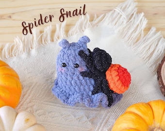 Spider Snail Crochet Pattern, Halloween Snail and Cauldron Crochet Pattern, Halloween Amigurumi Crochet, Snail Crochet Tutorial