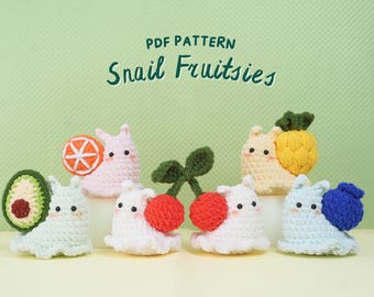 Snail Fruitsies Crochet Pattern, Low Sew Snail Crochet Pattern, Stuffed Animal Crochet Pattern, Amigurumi Crochet Pattern
