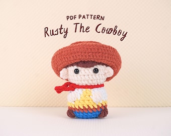 Rusty The Cowboy Crochet Pattern, Amigurumi Crochet Pattern, Stuffed Toy Crochet Pattern, Toy Crochet Patterns