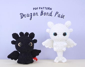 Dragon Bond Pair Crochet Patterns, Stuffed Animal Crochet Pattern, Amigurumi Crochet Pattern, Dragon Crochet Patterns