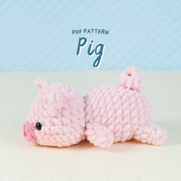 Modèle au crochet de cochon, motif amigurumi au crochet, motif peluche animal, motifs animaux au crochet, peluche amigurumi douce, modèle PDF
