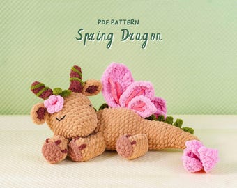 Spring Dragon Crochet Pattern, Amigurumi Dragon PDF Pattern, Fantasy Creature Plushie, Easy Crochet Tutorial, PDF Pattern