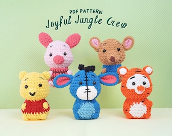 Joyful Jungle Crew Crochet Patterns Bundle, Amigurumi Crochet Patterns, Stuffed Animal Crochet Patterns, Animal Crochet Patterns