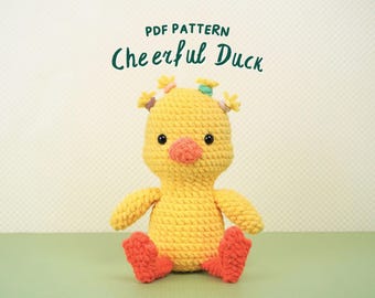 Cheerful Duck Crochet Pattern, Amigurumi Crochet Pattern, Stuffed Animal Crochet Pattern, Duck Crochet Pattern, PDF Crochet Pattern