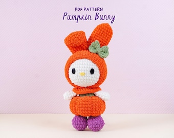 Pumpkin Bunny Crochet Pattern, Amigurumi Crochet Pattern, Halloween Bunny Crochet Pattern, Cute Bunny Crochet Pattern, PDF Crochet Pattern
