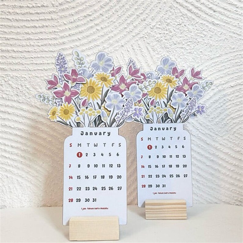 calendario da tavolo con fiori 2024