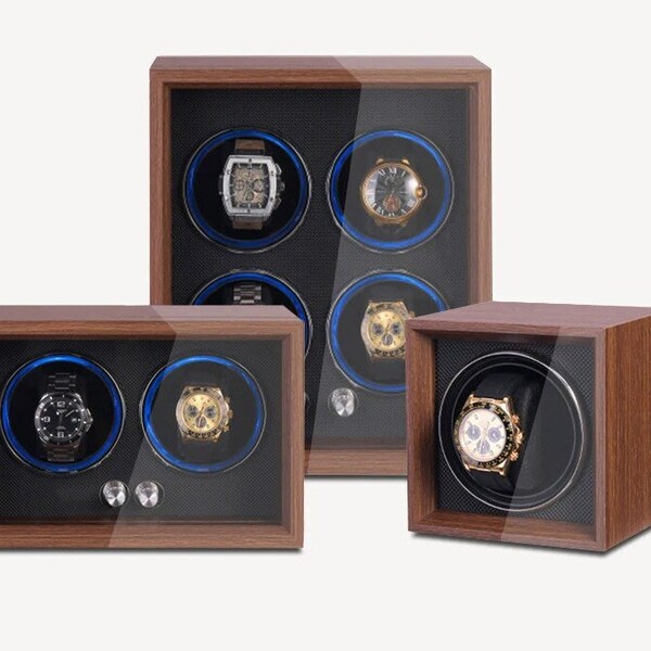 1/2/4/6 Slots Luxury Fashion Watch Wooden Watch Winder for Automatic Watches Watches Box Jewelry Watch Display Collector Storage with LED