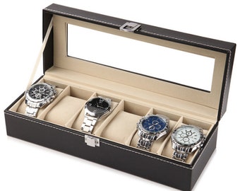 2/3/4/5/6/8/10/12/20Slots Leather Watch Box Display Case Holder Black Storage Box Organizer for Men & Women Best Gift Box Watch Organizer