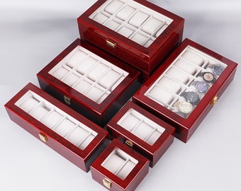 2/3/4/5/6/8/10/12/20Girds boîte de montre en cuir support de vitrine noir boîte de rangement organisateur pour hommes et femmes meilleur cof