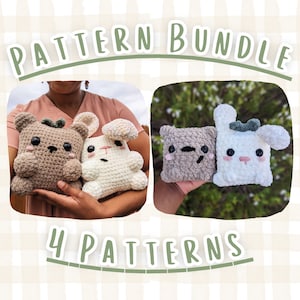 Crochet PATTERN Bundle Bunny, Bear, and Their Babies Cozies 4 Amigurumi Patterns