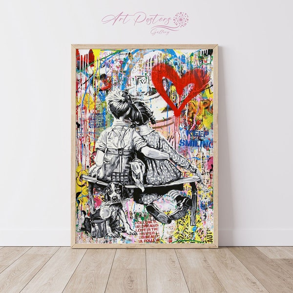 Pop Art banksy canvas - pop culture painting - graffiti painting - banksy street art - banksy painting - Banksy i will love you forever