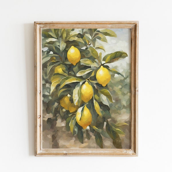 Vintage Lemon Tree Oil Painting | Antique Wall Art Gift, Home Decor, Digital Download Prints, Living Room Gallery Set