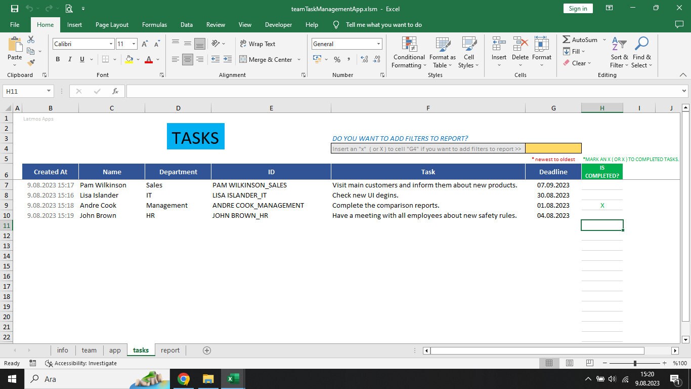 Excel VBA Team Task Management App - Etsy