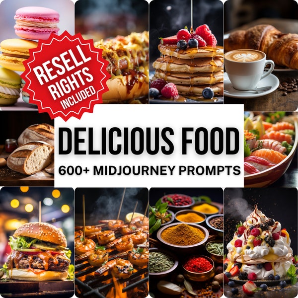 600+ Midjourney Food Prompts, Realistic AI Art, Digital AI Art Print, Midjourney Prompts for Delicious Food Image Generation
