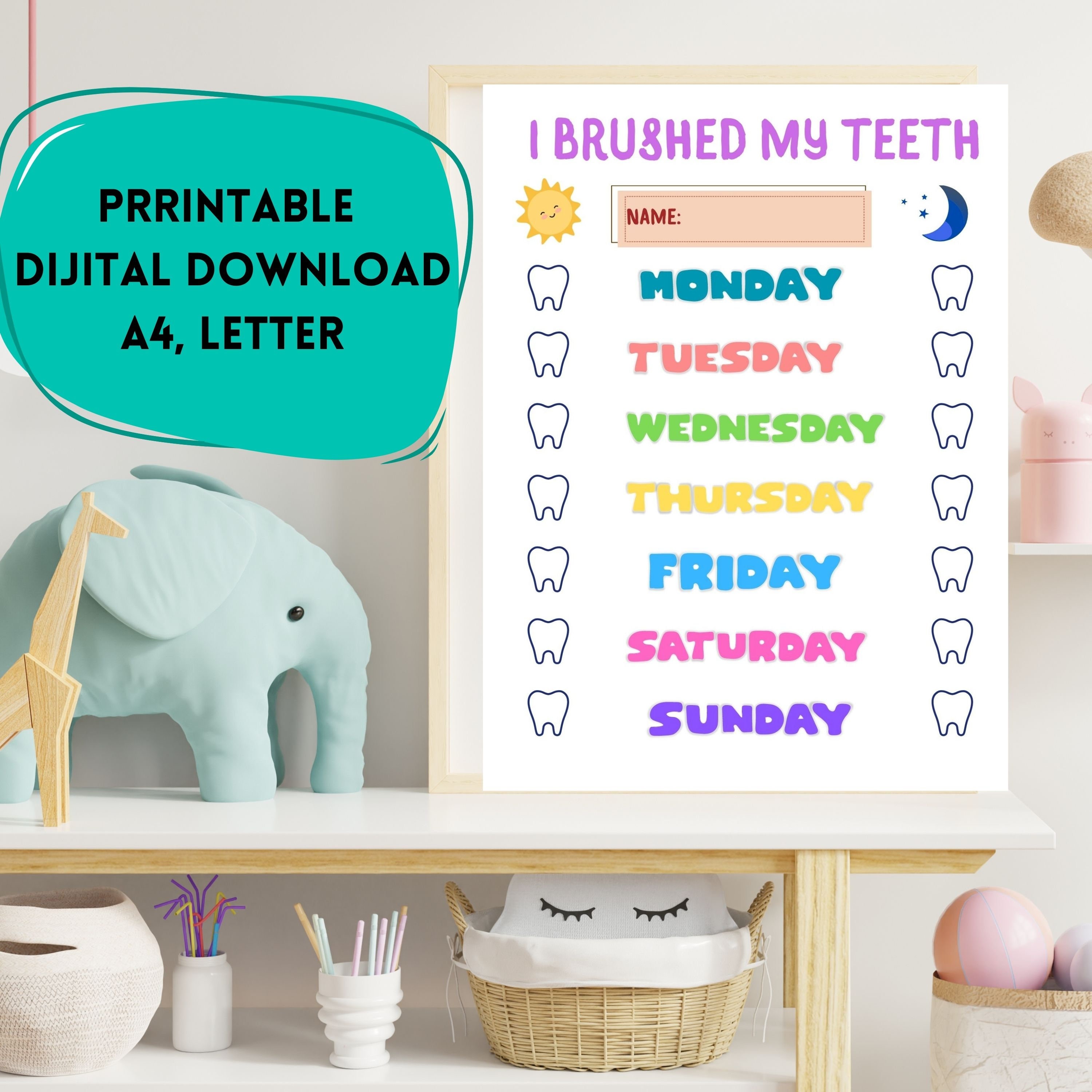 Kids Brushed Teeth Routine Chart, Brush Your Teeth, Brush Teeth Chart, Brushing Teeth, Teeth