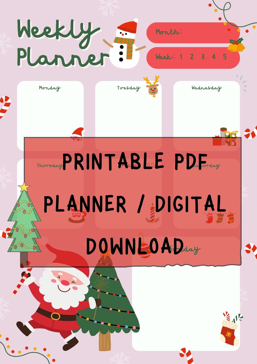 Christmas Weekly Planner Printable Hyperlinked Digital - Etsy