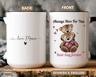 Personalized Bear Hug Mug, Teddy Friendship Gift For Her