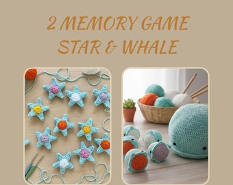 Crochet Star-Whale Amigurumi Memory Game Pattern (PDF)