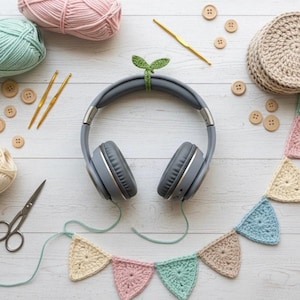 Crochet Sprout Headphone Accessory Pattern: Leaf Plant Bookmark (Digital Download PDF)