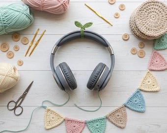Crochet Sprout Headphone Accessory Pattern: Leaf Plant Bookmark (Digital Download PDF)