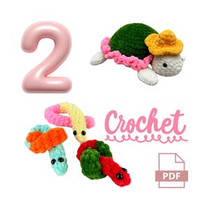 Bundle Crochet Snake and Turtle Pattern pattern for kids crochet fidget toys  pattern no stuffing toys  plushie patterns tortoise patterns