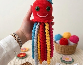 Oktopus Häkelanleitung PDF, Amigurumi Oktopus Anleitung, Schritt für Schritt Häkelanleitung mit Fotos, Tentakeln Amigurumi, digitaler Download