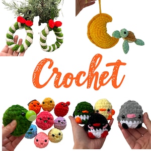 5 Crochet Patterns Crochet Wreath Crochet Moon Crochet Turtle Crochet Stress Blobs Crochet Itty Bıtty Birds Crochet Chick Penguin Bundle
