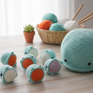 Wal Memory Spiel Häkelanleitung: Amigurumi Meerestiere (PDF-Muster)