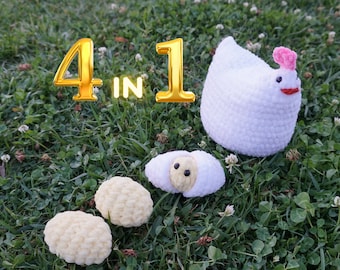 Chicken Crochet Pattern Amigurumi Pattern Crochet Chicken Crochet Bird Pattern Plushie Crochet Pattern Plush Chick Toy Egg Chicken Plush