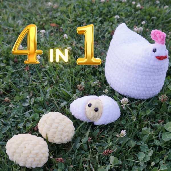 Chicken Crochet Pattern Amigurumi Pattern Crochet Chicken Crochet Bird Pattern Plushie Crochet Pattern Plush Chick Toy Egg Chicken Plush