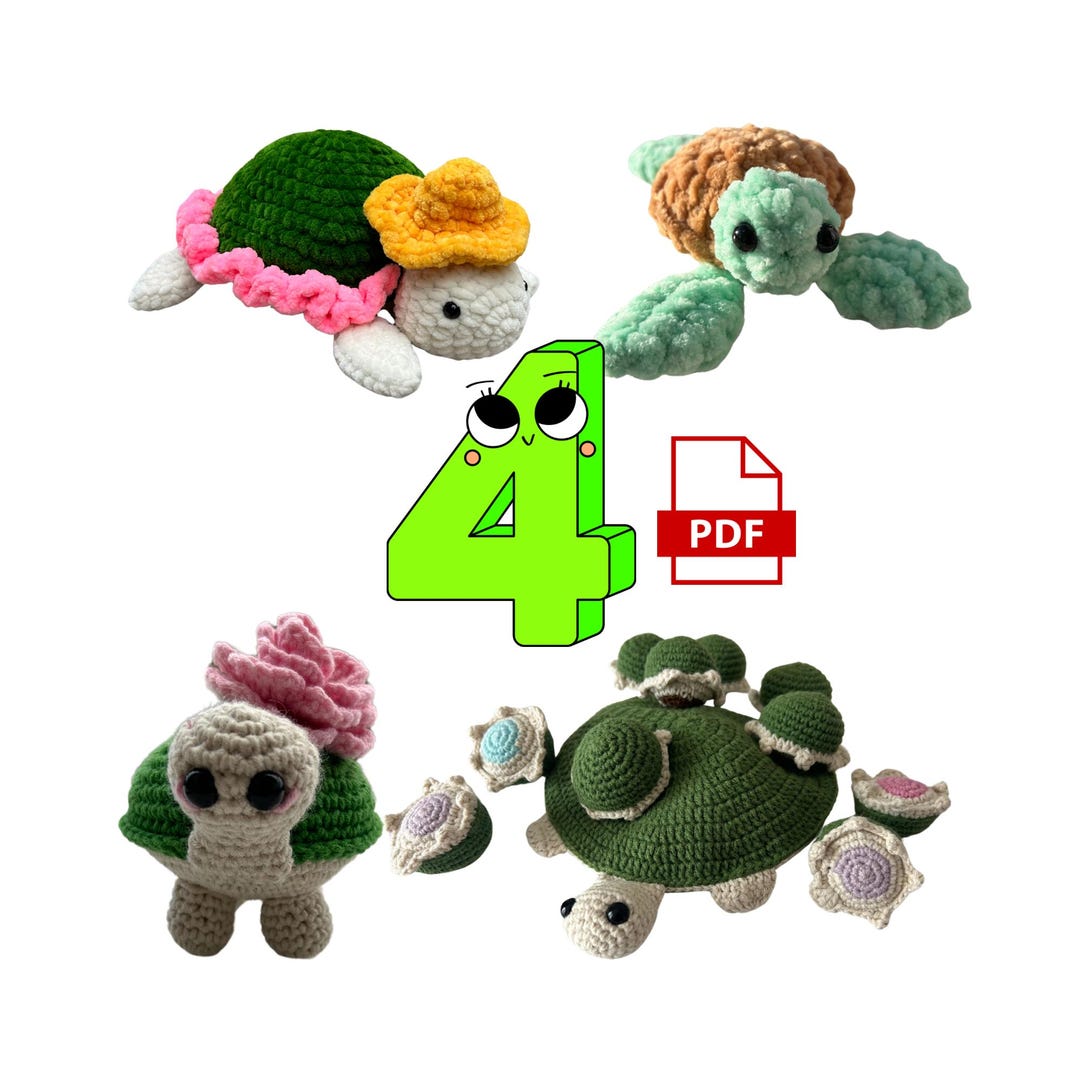 4 Turtle Crochet Pattern Crochet Turtle Memory Game Matching Game Plush ...