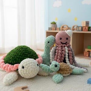 Crochet Turtle, Octopus, Dino Amigurumi Pattern Bundle (PDF)