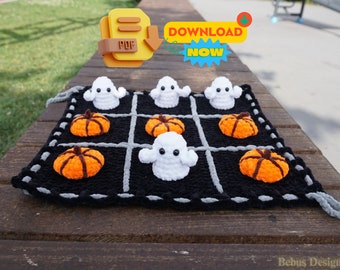 Crochet Game Tic Tac Toe Game Christmas Crochet Pattern Crochet Memory Game Pattern Amigurumi Pattern Christmas Ghost Pumpkin