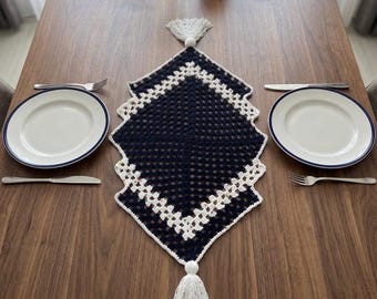 Crochet Runner Pattern PDF, Diamond Shape Table Runner, Granny Square Table Runner Tutorial, Modern Crochet Home Decor, Step by Step Pattern