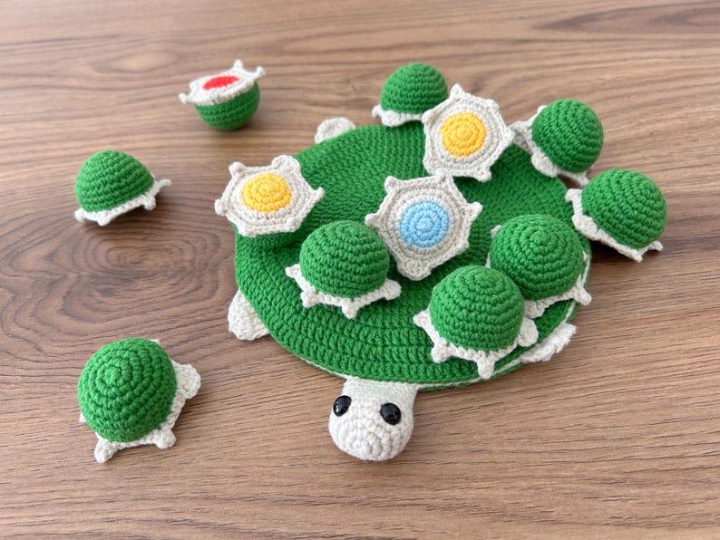 2 Crochet Turtle Pattern: Big Turtle and Matching Game (PDF) - Etsy