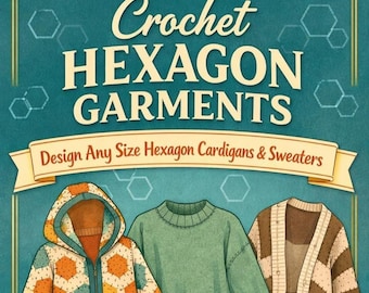 Crochet Hexagon Garments eBook | Cardigan & Sweater Design Guide | Step-by-Step Hexagon Clothing Construction | PDF Download +BONUS CARDIGAN